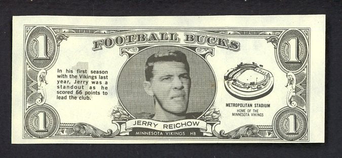 1962 Topps Football Bucks # 13 Jerry Reichow Vikings NR-MT 473179