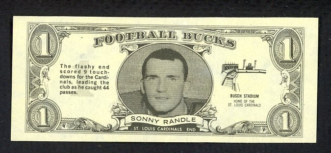 1962 Topps Football Bucks # 12 Sonny Randle Cardinals NR-MT 473183