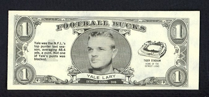 1962 Topps Football Bucks # 14 Yale Lary Lions NR-MT 473186