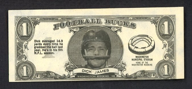 1962 Topps Football Bucks #  3 Dick James Washington EX 473187
