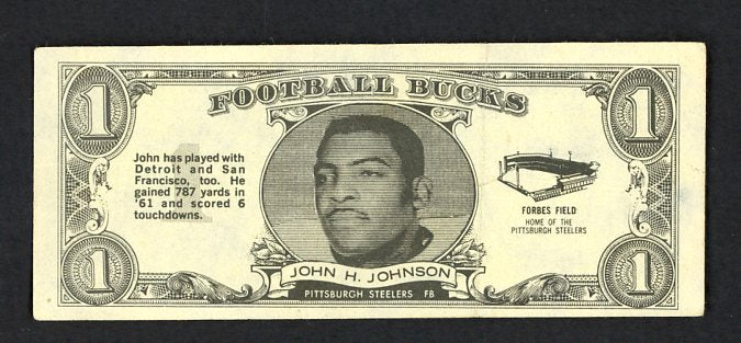 1962 Topps Football Bucks # 48 John Henry Johnson Steelers EX 473189