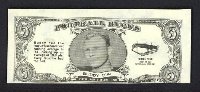 1962 Topps Football Bucks # 15 Buddy Dial Steelers VG-EX 473190