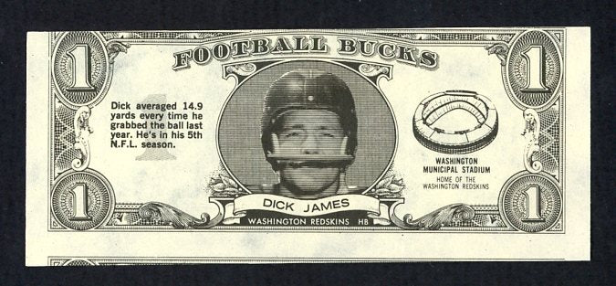 1962 Topps Football Bucks #  3 Dick James Washington VG-EX 473192