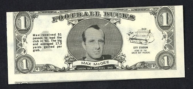 1962 Topps Football Bucks # 36 Max McGee Packers VG-EX 473196