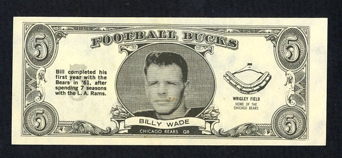 1962 Topps Football Bucks # 42 Billy Wade Bears NR-MT 473208