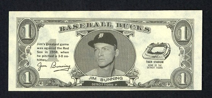 1962 Topps Baseball Bucks Jim Bunning Tigers NR-MT 473225