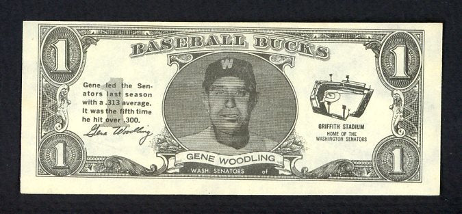 1962 Topps Baseball Bucks Gene Woodling Senators NR-MT 473242
