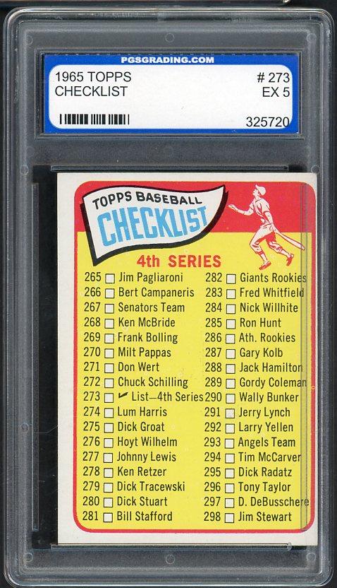 1965 Topps Baseball #273 Checklist 4 PGS 5 EX Unmarked 473328