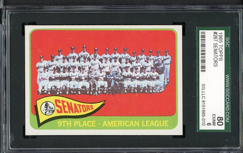 1965 Topps Baseball #267 Washington Senators Team SGC 80 EX/NM 473334