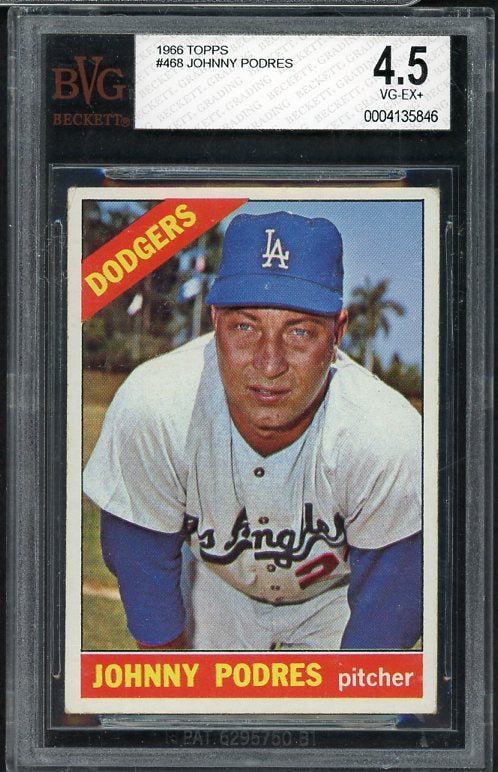 1966 Topps Baseball #468 Johnny Podres Dodgers BVG 4.5 VG-EX+ 473339