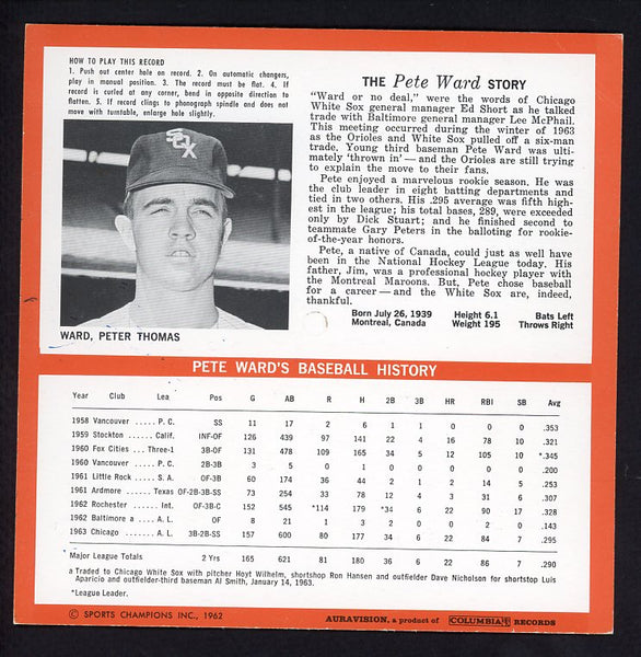1964 Auravision Records Pete Ward White Sox VG-EX 473362 Kit Young Cards