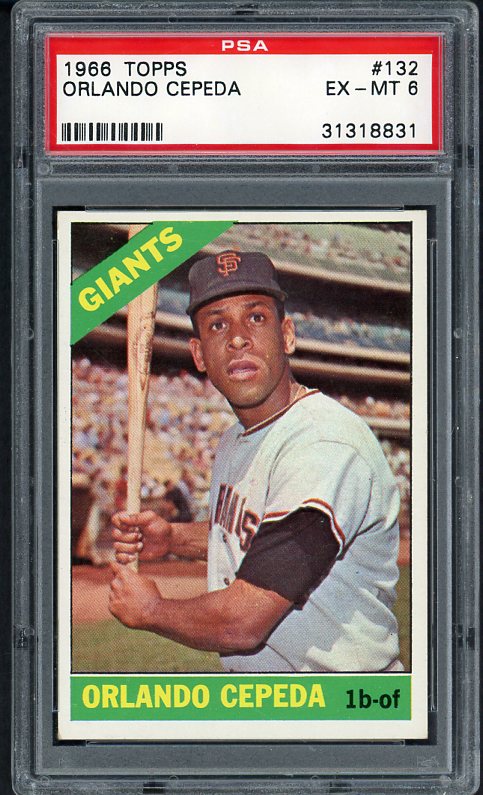 1966 Topps Baseball #132 Orlando Cepeda Giants PSA 6 EX-MT 473486 Kit Young Cards