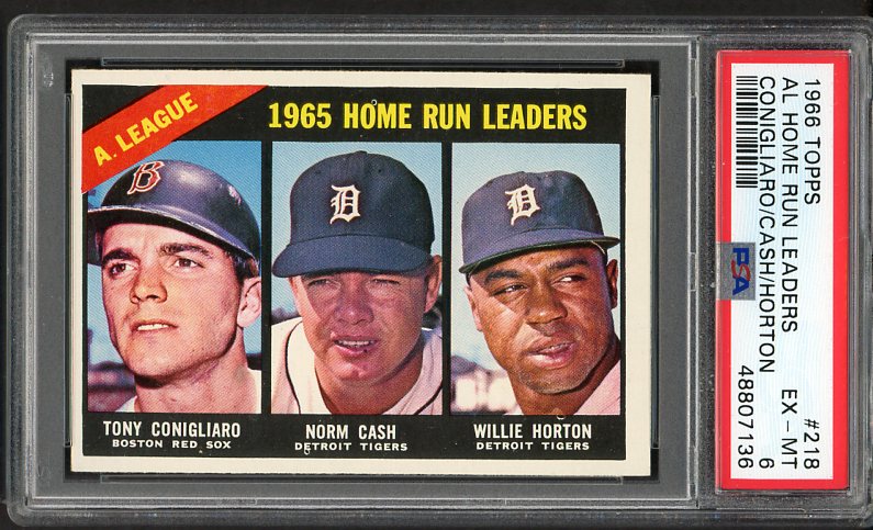 1966 Topps Baseball #218 A.L. Home Run Leaders Conigliaro PSA 6 EX-MT 473516 Kit Young Cards