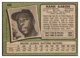 1971 Topps Baseball #400 Hank Aaron Braves VG-EX 473531 Kit Young Cards
