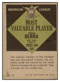 1961 Topps Baseball #472 Yogi Berra MVP Yankees EX-MT 473598 Kit Young Cards