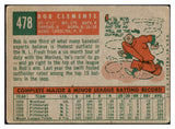 1959 Topps Baseball #478 Roberto Clemente Pirates VG 473606 Kit Young Cards