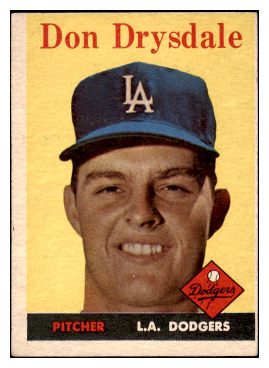 1958 Topps Baseball #025 Don Drysdale Dodgers VG-EX 473657 Kit Young Cards