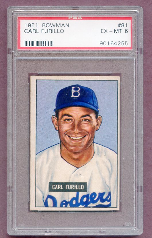 1951 Bowman Baseball #081 Carl Furillo Dodgers PSA 6 EX-MT 474072