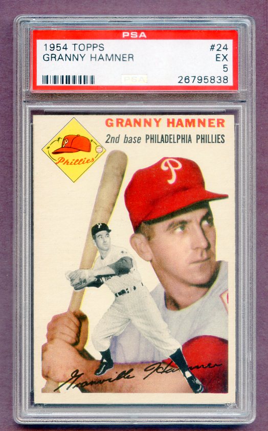 1954 Topps Baseball #024 Granny Hamner Phillies PSA 5 EX 474136
