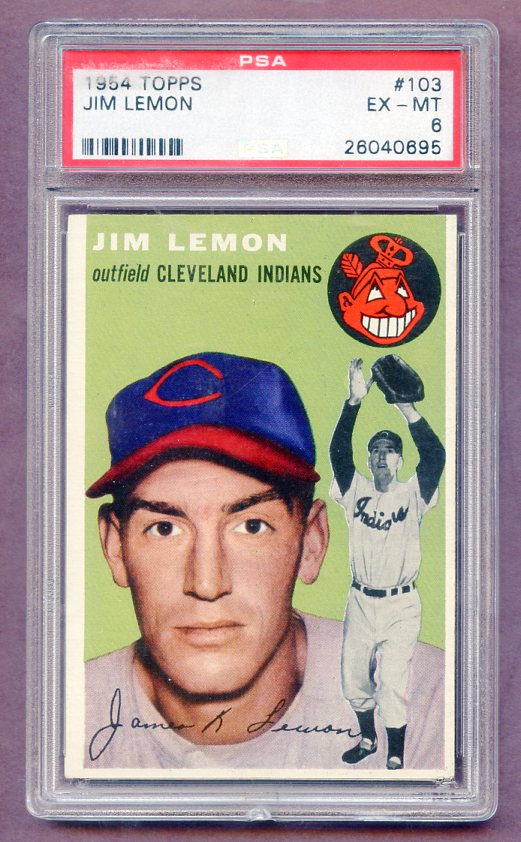 1954 Topps Baseball #103 Jim Lemon Indians PSA 6 EX-MT 474157
