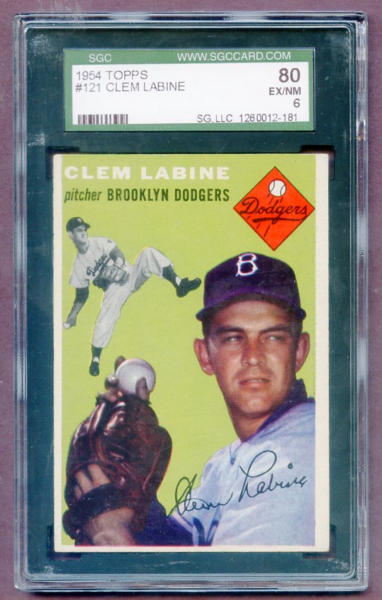 1954 Topps Baseball #121 Clem Labine Dodgers SGC 80 EX/NM 474167