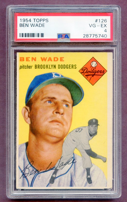 1954 Topps Baseball #126 Ben Wade Dodgers PSA 4 VG-EX 474168