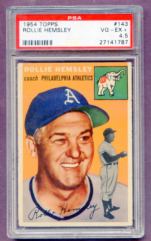 1954 Topps Baseball #143 Rollie Hemsley A's PSA 4.5 VG-EX+ 474175