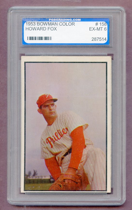1953 Bowman Color Baseball #158 Howie Fox Phillies PGS 6 EX-MT 474181