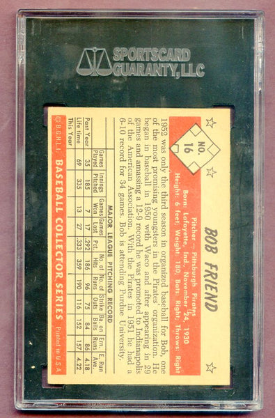 1953 Bowman Color Baseball #016 Bob Friend Pirates SGC 5.5 EX+ 474190