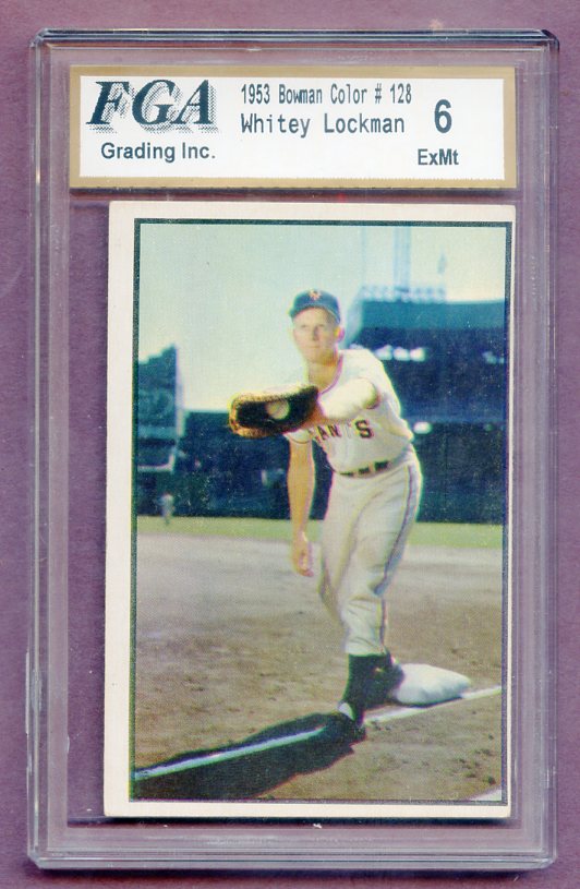 1953 Bowman Color Baseball #128 Whitey Lockman Giants FGA 6 EX-MT 474210