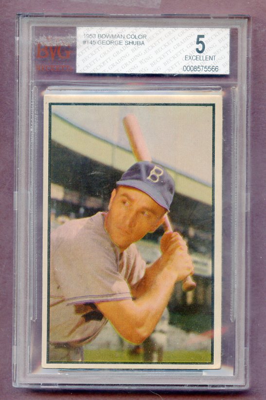 1953 Bowman Color Baseball #145 George Shuba Dodgers BVG 5 EX 474221