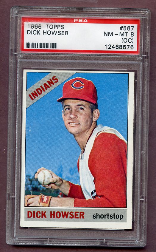 1966 Topps Baseball #567 Dick Howser Indians PSA 8 NM/MT oc 474259