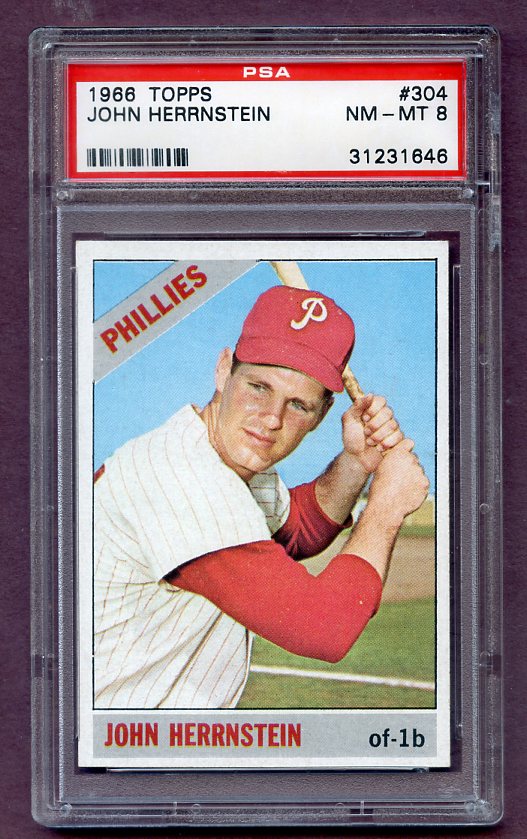 1966 Topps Baseball #304 John Herrnstein Phillies PSA 8 NM/MT 474365