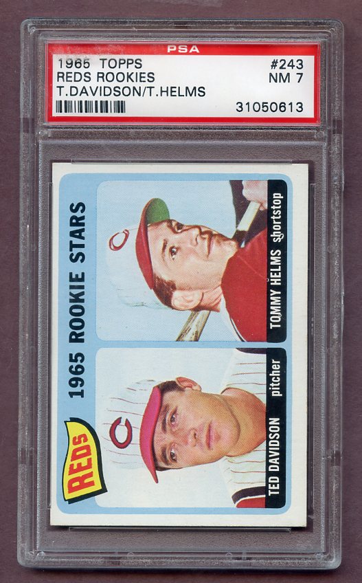 1965 Topps Baseball #243 Tommy Helms Reds PSA 7 NM 474427