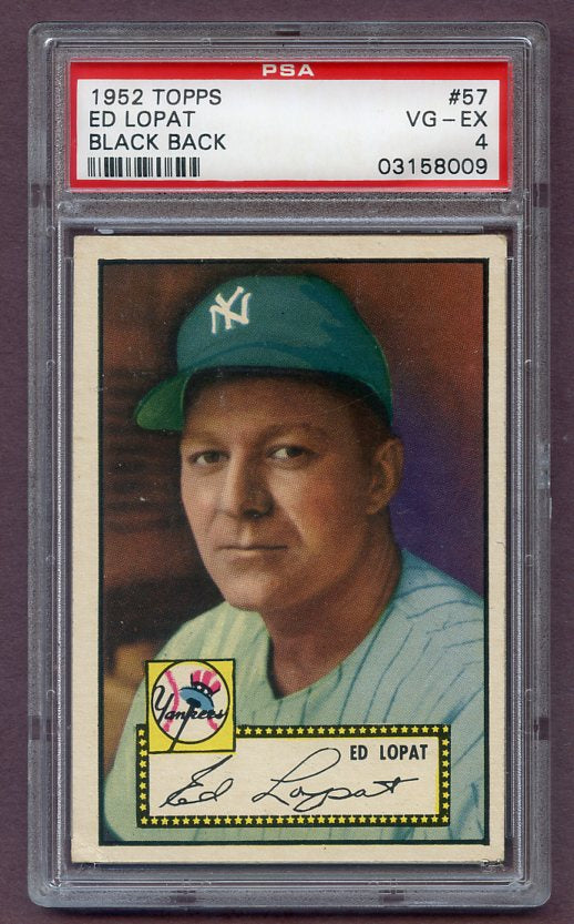 1952 Topps Baseball #057 Eddie Lopat Yankees PSA 4 VG-EX Black 474721