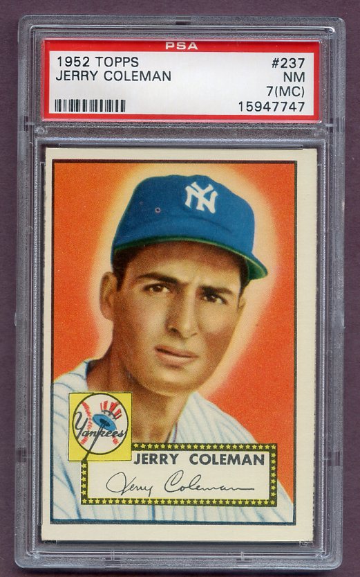 1952 Topps Baseball #237 Jerry Coleman Yankees PSA 7 NM mc 474812