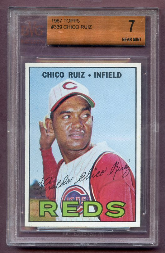 1967 Topps Baseball #339 Chico Ruiz Reds BVG 7 NM 474814