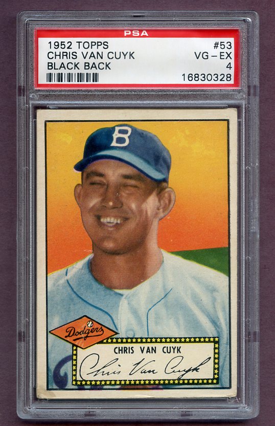1952 Topps Baseball #053 Chris Van Cuyk Dodgers PSA 4 VG-EX Black 474821