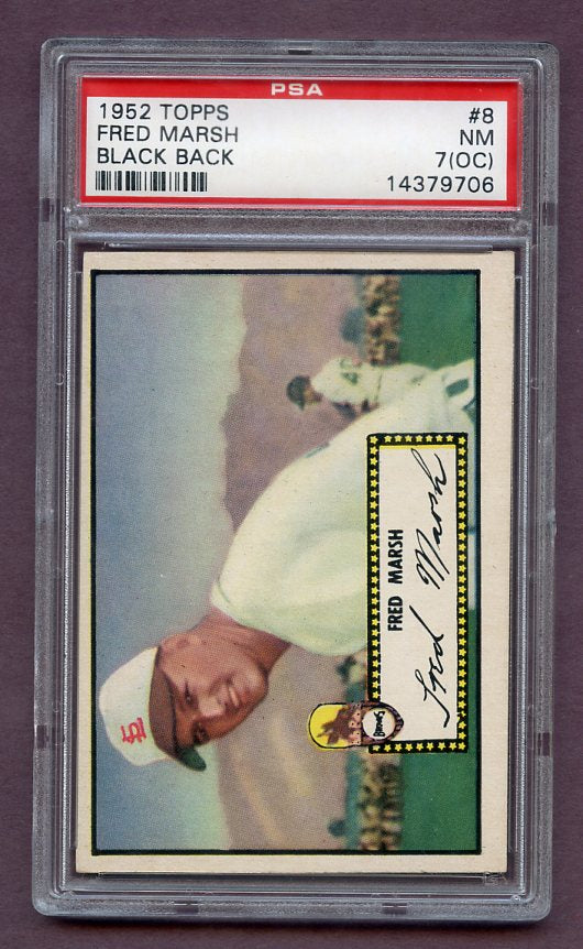 1952 Topps Baseball #008 Fred Marsh Browns PSA 7 NM oc Black 474874