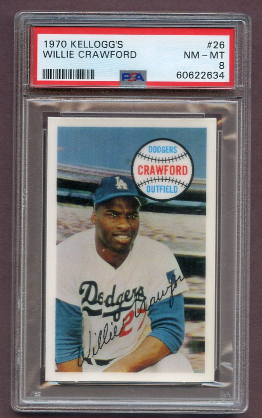 1970 Kelloggs Baseball #026 Willie Crawford Dodgers PSA 8 NM/MT 474890