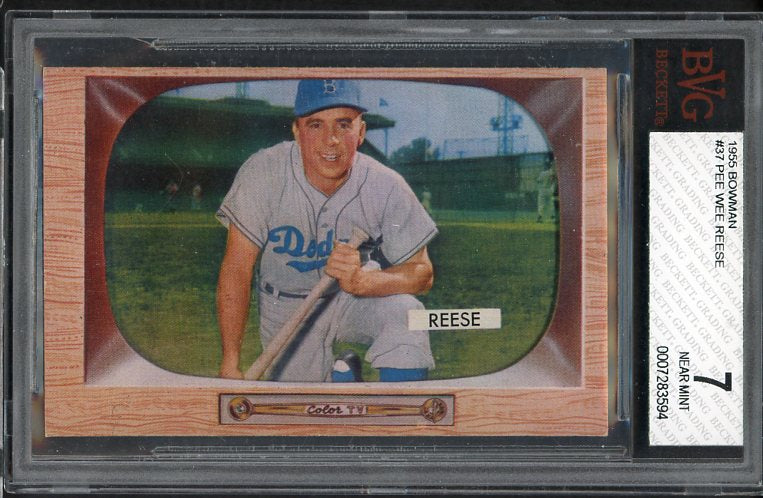 1955 Bowman Baseball #037 Pee Wee Reese Dodgers BVG 7 NM 474980