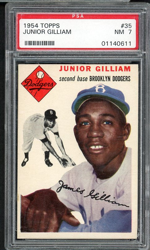 1954 Topps Baseball #035 Jim Gilliam Dodgers PSA 7 NM 475083