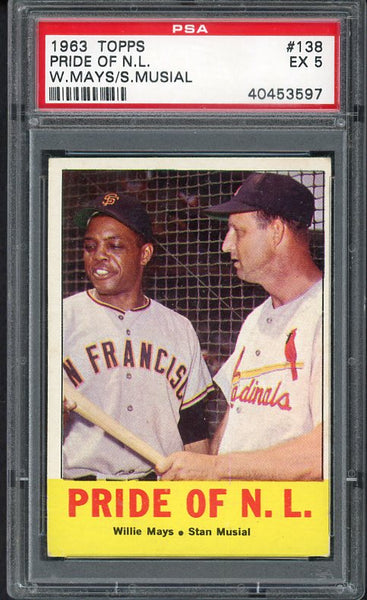 1963 Topps Baseball #138 Willie Mays Stan Musial PSA 5 EX 475096