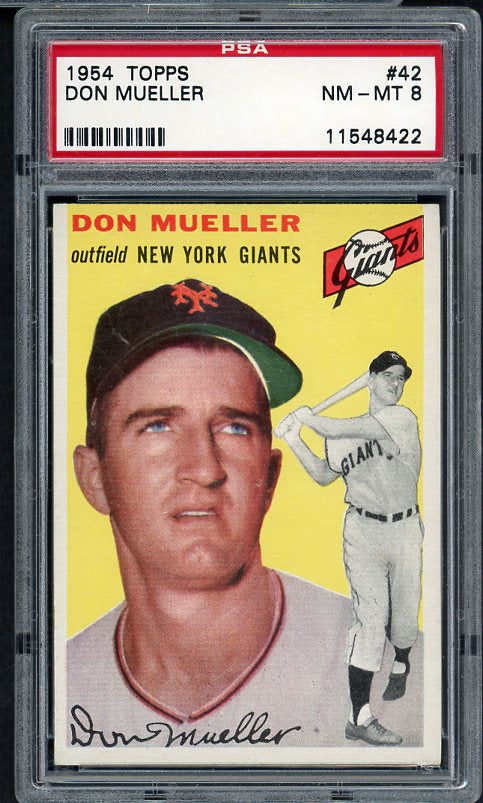 1954 Topps Baseball #042 Don Mueller Giants PSA 8 NM/MT 475123