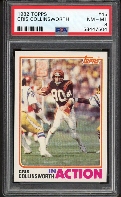 1982 Topps Football #045 Cris Collinsworth IA Bengals PSA 8 NM/MT 475129