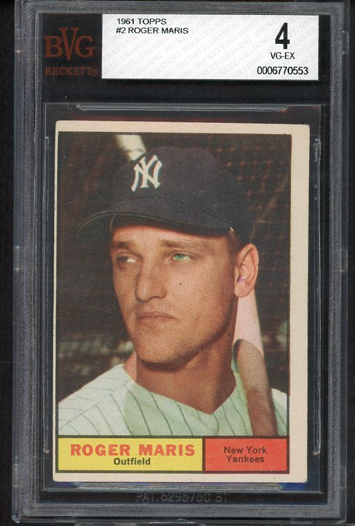 1961 Topps Baseball #002 Roger Maris Yankees BVG 4 VG-EX 475136
