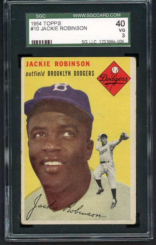 1954 Topps Baseball #010 Jackie Robinson Dodgers SGC 40 VG 475164