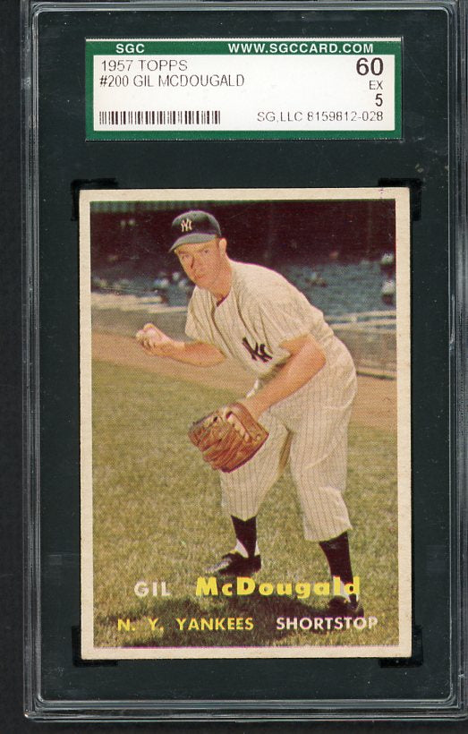 1957 Topps Baseball #200 Gil McDougald Yankees SGC 60 EX 475167