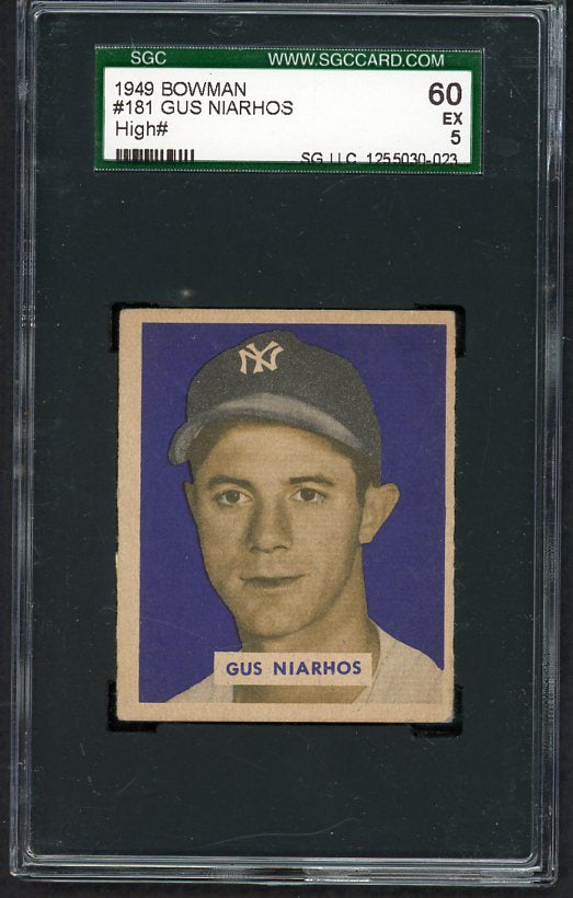 1949 Bowman Baseball #181 Gus Niarhos Yankees SGC 60 EX 475171