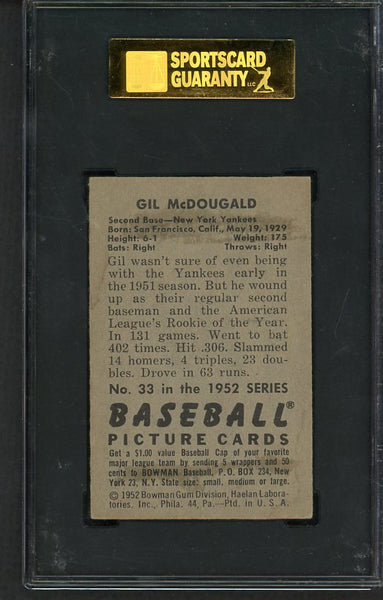 1952 Bowman Baseball #033 Gil McDougald Yankees SGC 3 VG 475172